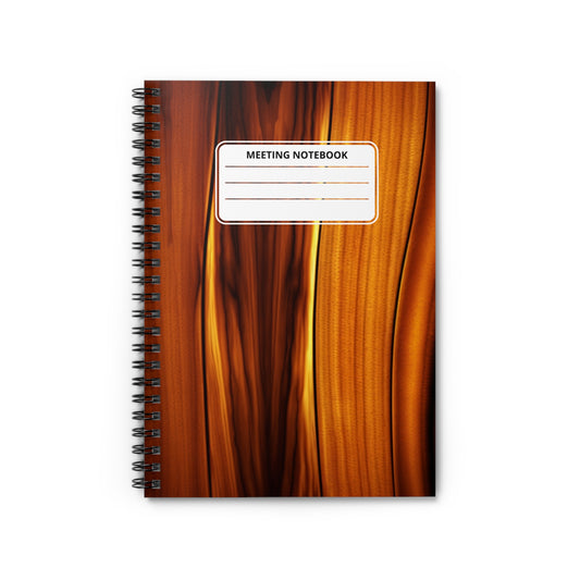 Koa Wood Natural Print Pattern Spiral Meeting Notebook - Ruled Line