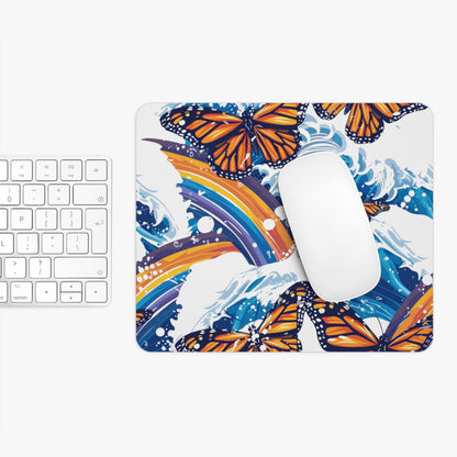 Rainbow Monarch Butterfly Mouse Pad