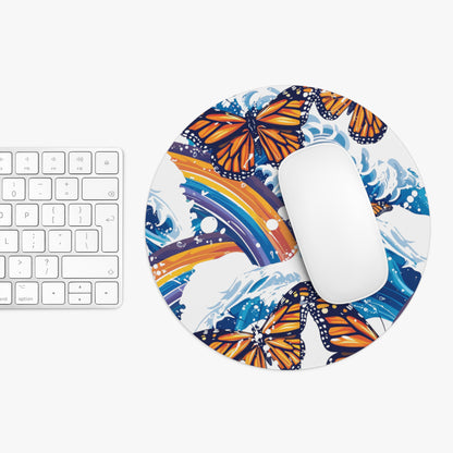 Rainbow Monarch Butterfly Mouse Pad