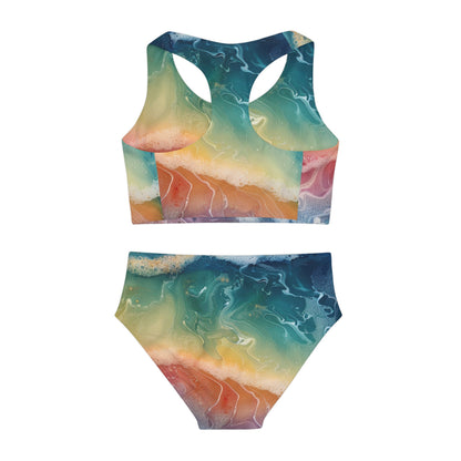 Rainbow Ocean Girls Two Piece Swimsuit