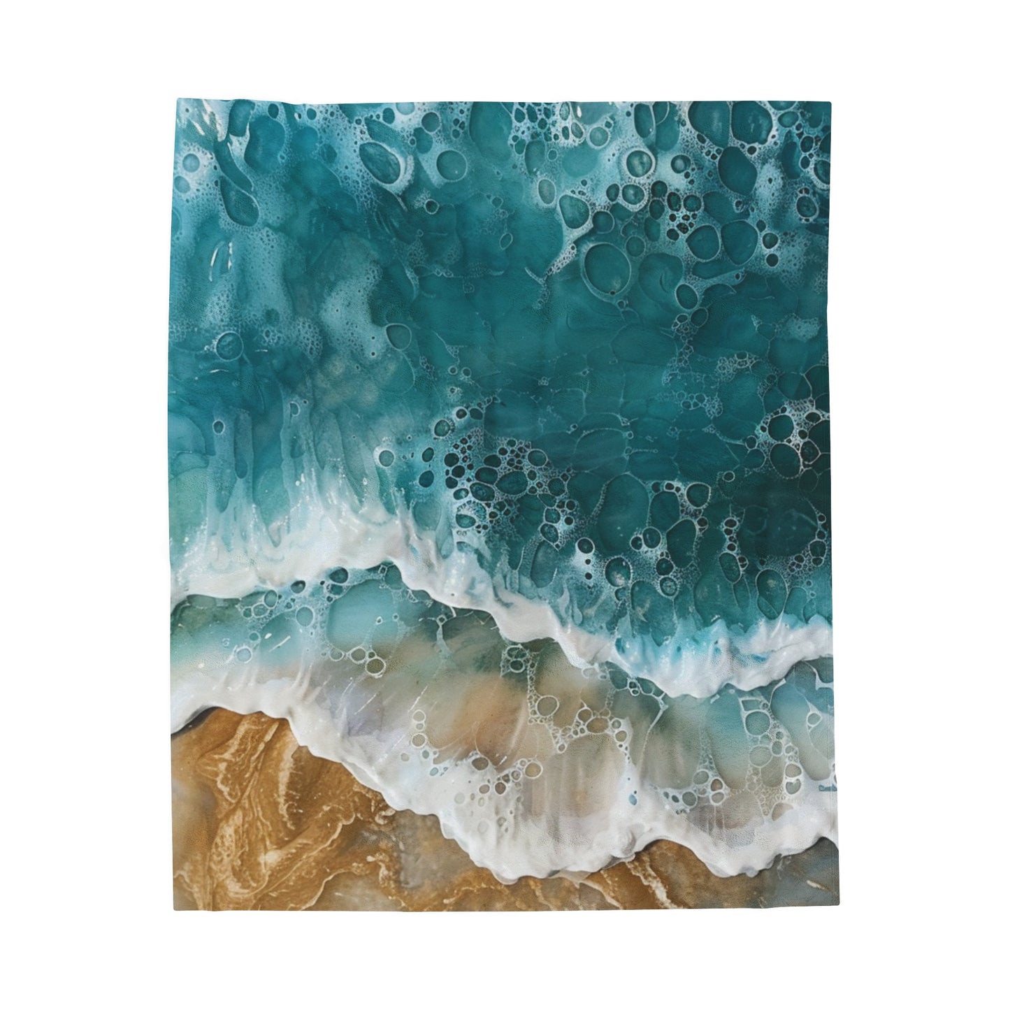 Sand and Ocean Waves Velveteen Plush Blanket