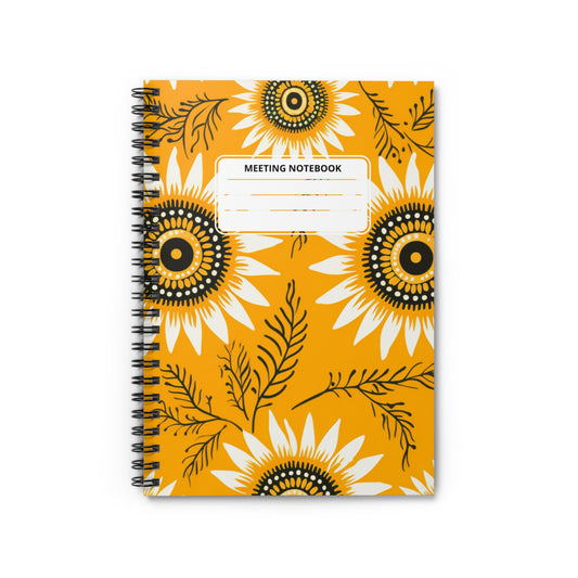 Sunflower Spiral Meeting Notebook - Ruled Line, Sunflowers Meeting Notebook