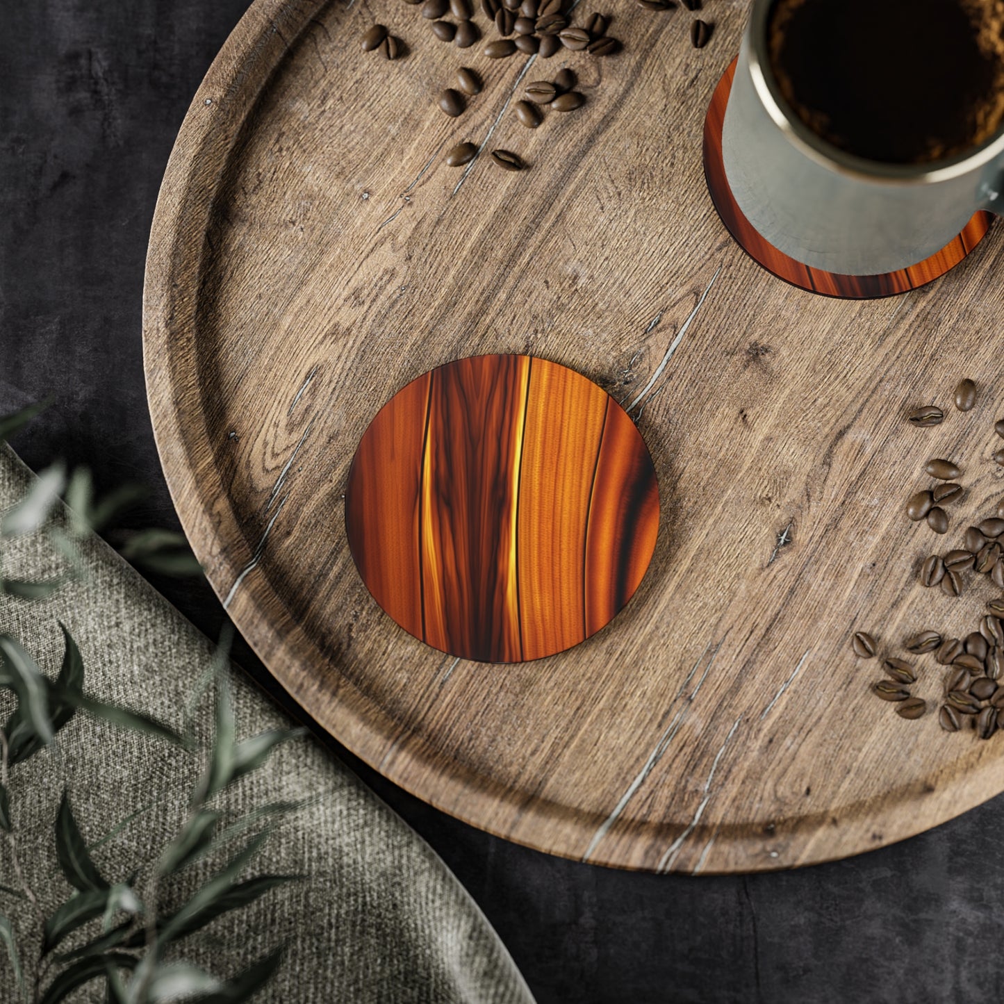 Koa Wood Print Coasters, Ocean Coasters