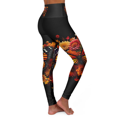 Monarch Butterfly Print High Waisted Yoga Leggings (AOP)