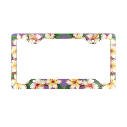 Plumeria Purple Background License Plate Frame