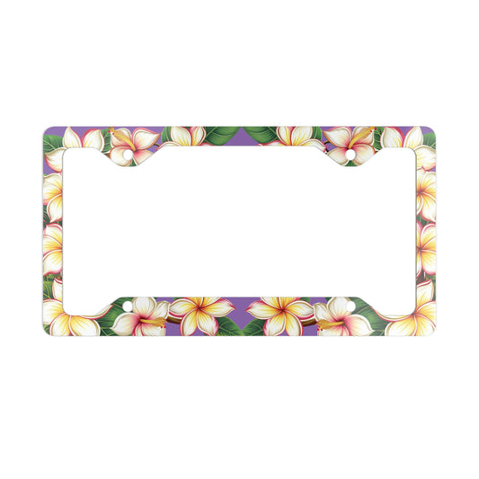 Plumeria Purple Background License Plate Frame