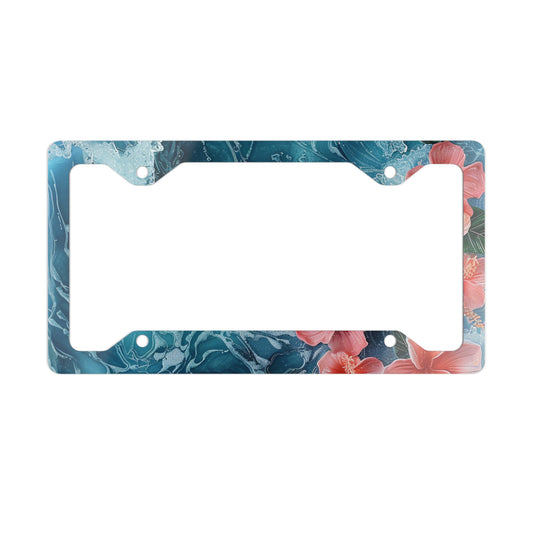 Hibiscus and Ocean License Plate Frame