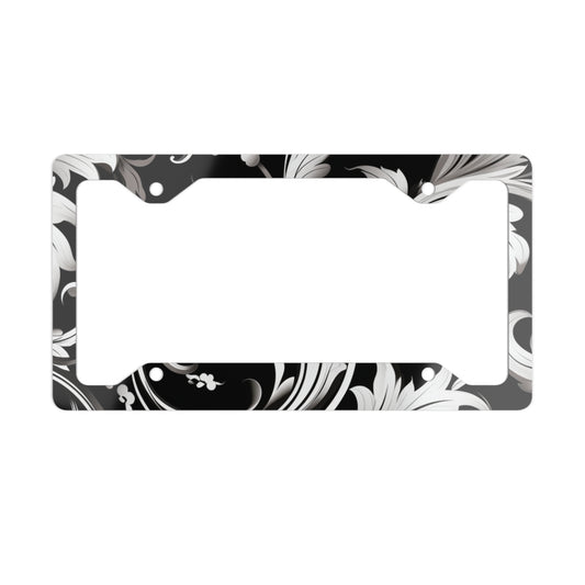 Elegant Black and White Metal License Plate Frame