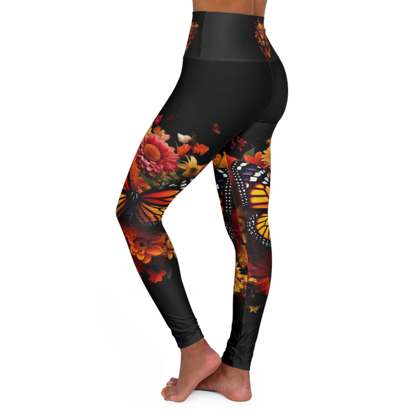 Monarch Butterfly Print High Waisted Yoga Leggings (AOP)