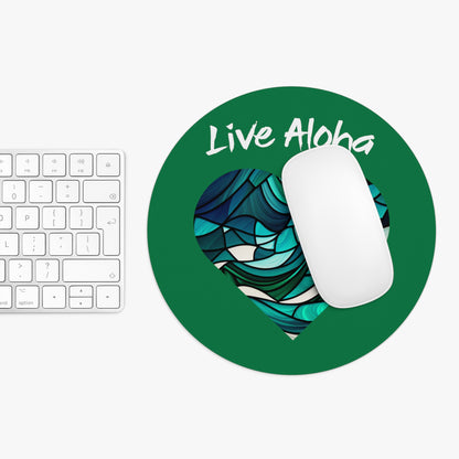 Live Aloha Hawaii Mouse Pad - Dark Green