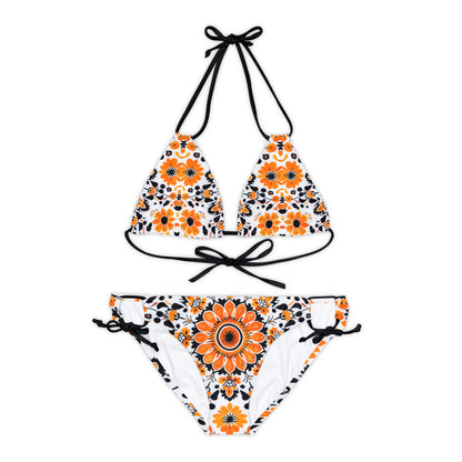 Boho Sunflower Strappy Bikini Set