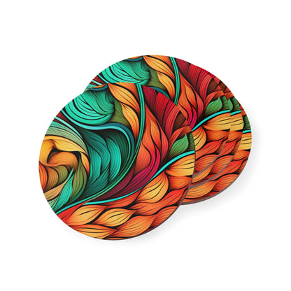 Colorful Leaves Pattern Boho Coasters