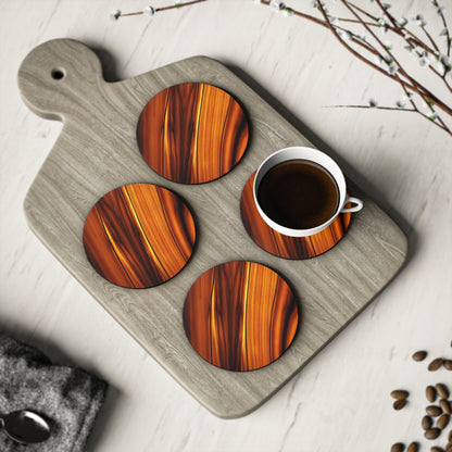 Koa Wood Print Coasters, Ocean Coasters