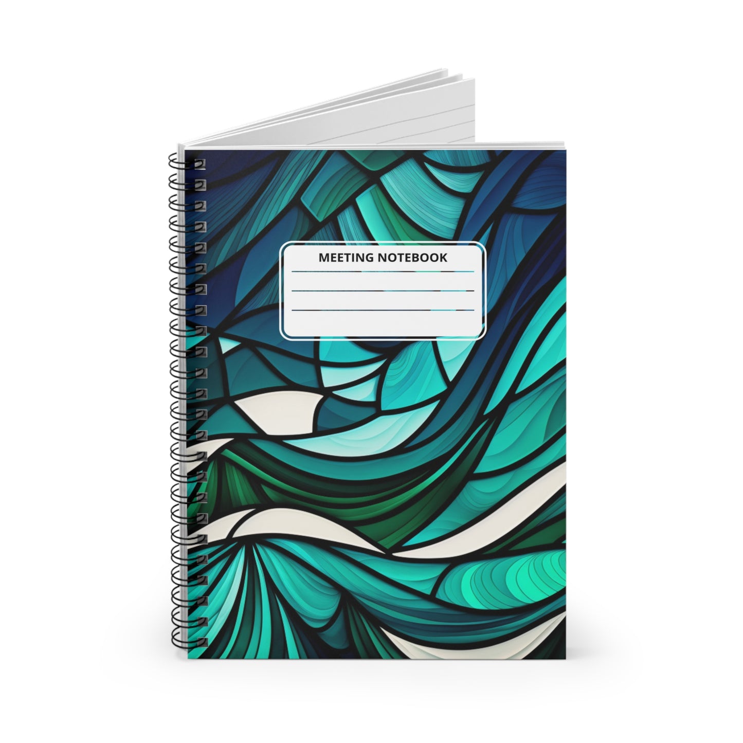 Ocean Wave Pattern Spiral Notebook - Ruled Line