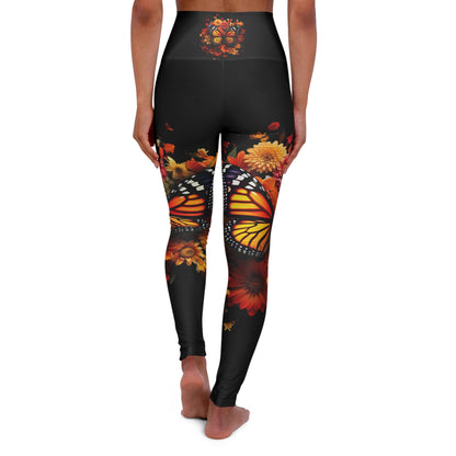 Monarch Butterfly Print High Waisted Yoga Leggings (AOP)