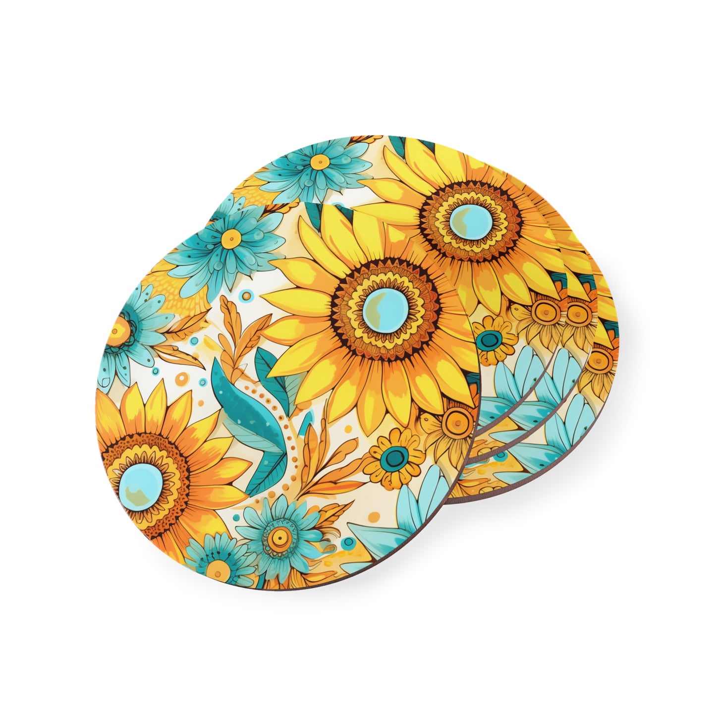 Sunflower Print II Coasters, Flower Coasters