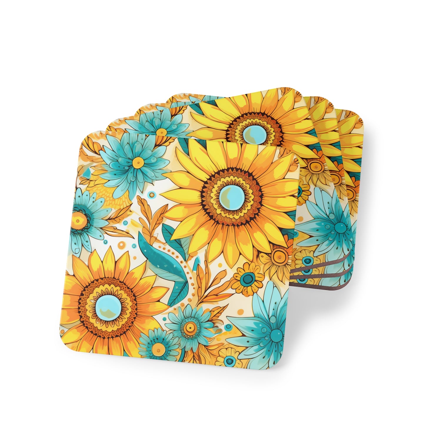 Sunflower Print II Coasters, Flower Coasters