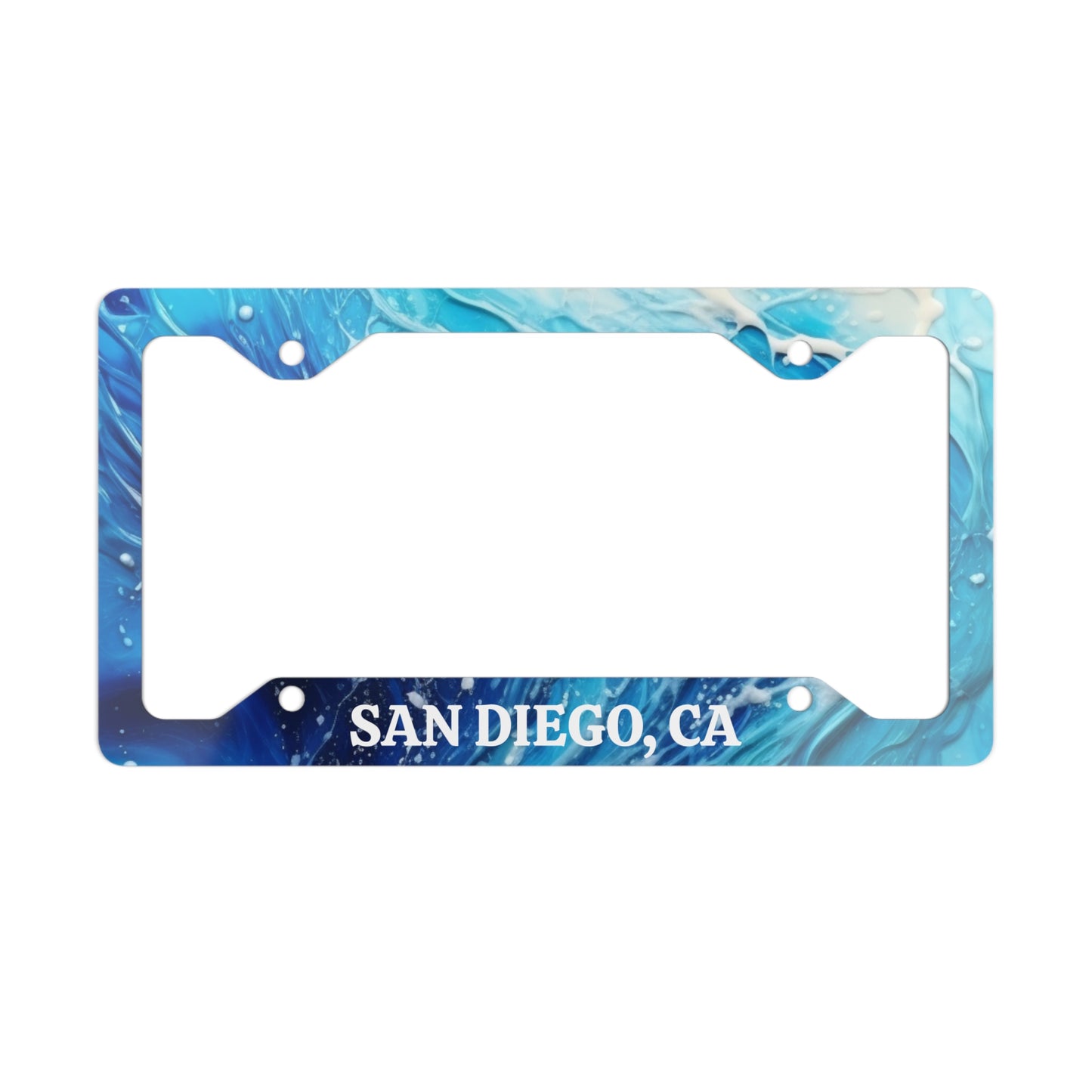 San Diego California Ocean Waves Metal License Plate Frame