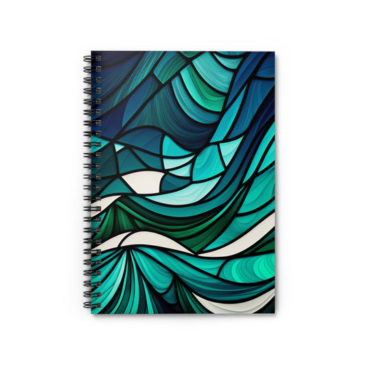 Ocean Wave Pattern Spiral Notebook - Ruled Line