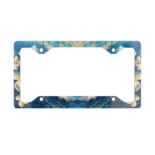 Plumeria and Ocean License Plate Frame