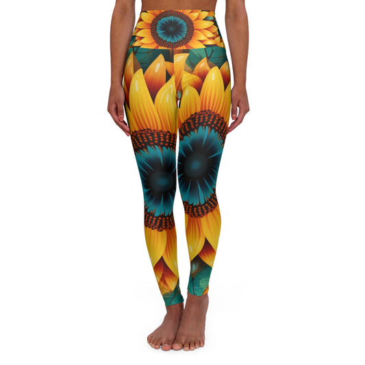 Sunflower Print High Waisted Yoga Leggings (AOP)