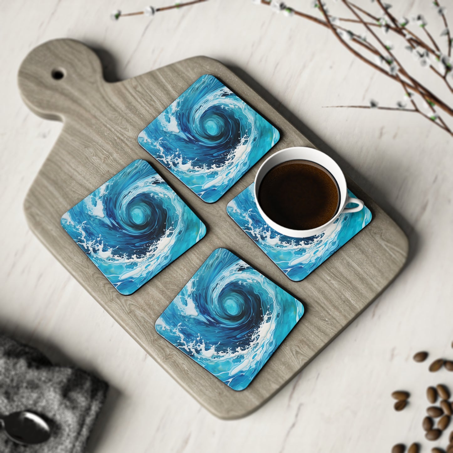 Ocean Wave Curl Coasters, Ocean Coasters