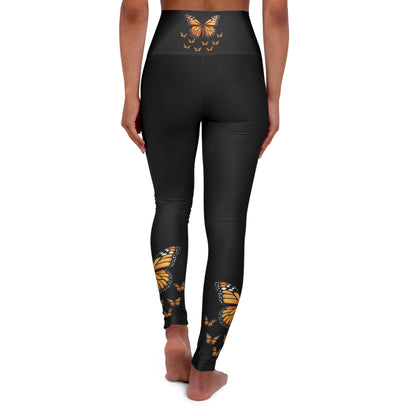 Monarch Butterflies Print High Waisted Yoga Leggings (AOP)