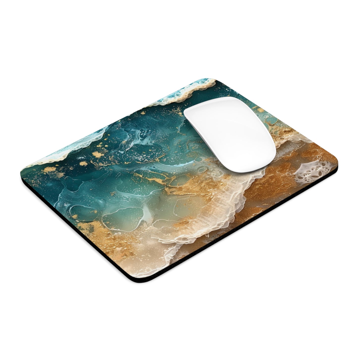 Ocean Waves with Gold Flecks Mouse Pad