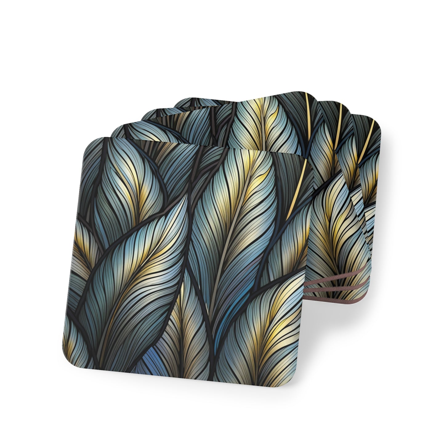 Dark Leaves Print Coasters