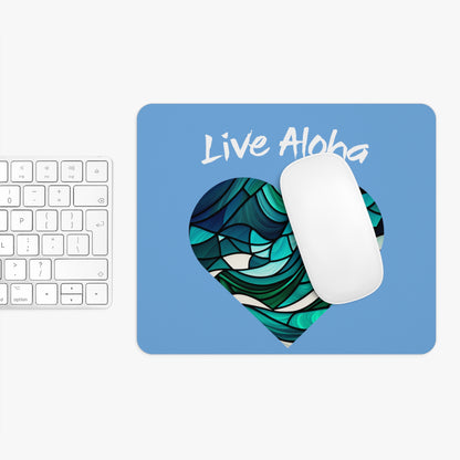 Live Aloha Hawaii Mouse Pad - Light Blue