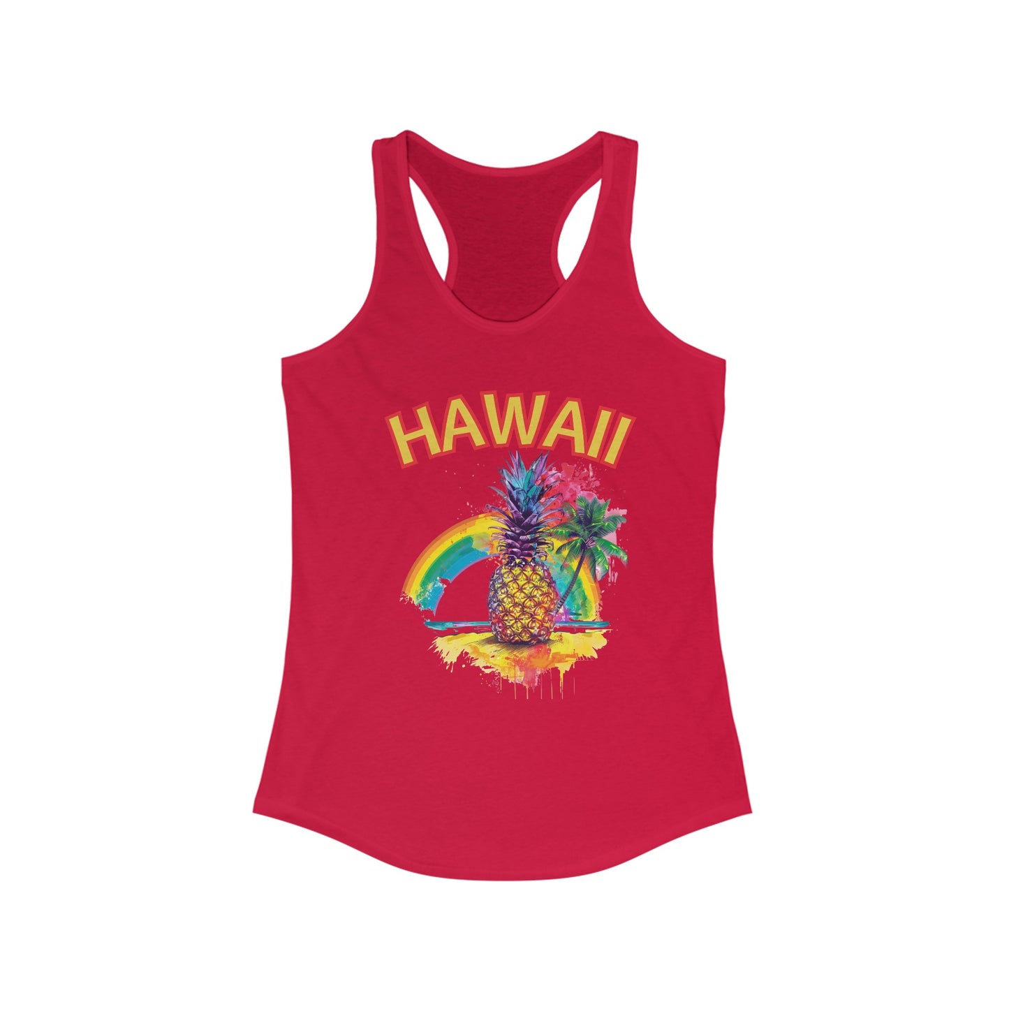 Hawaii Pineapple Raibow Women's Racerback Tank Top