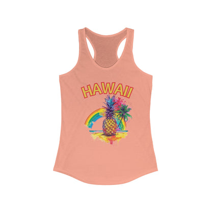 Hawaii Pineapple Raibow Women's Racerback Tank Top