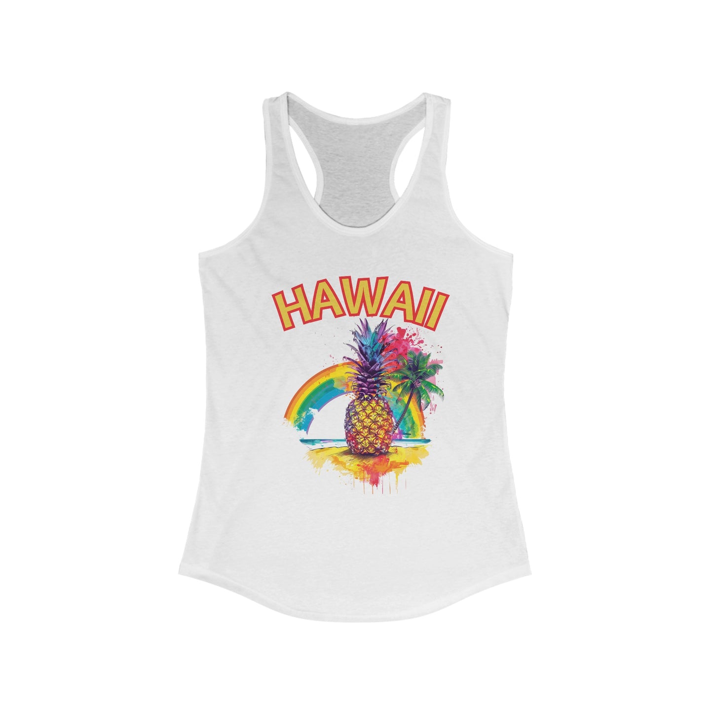 Hawaii Pineapple Raibow Women's Racerback Tank Top