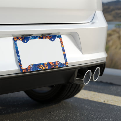 Monarch Butterfly and Ocean Dark Blue License Plate Frame