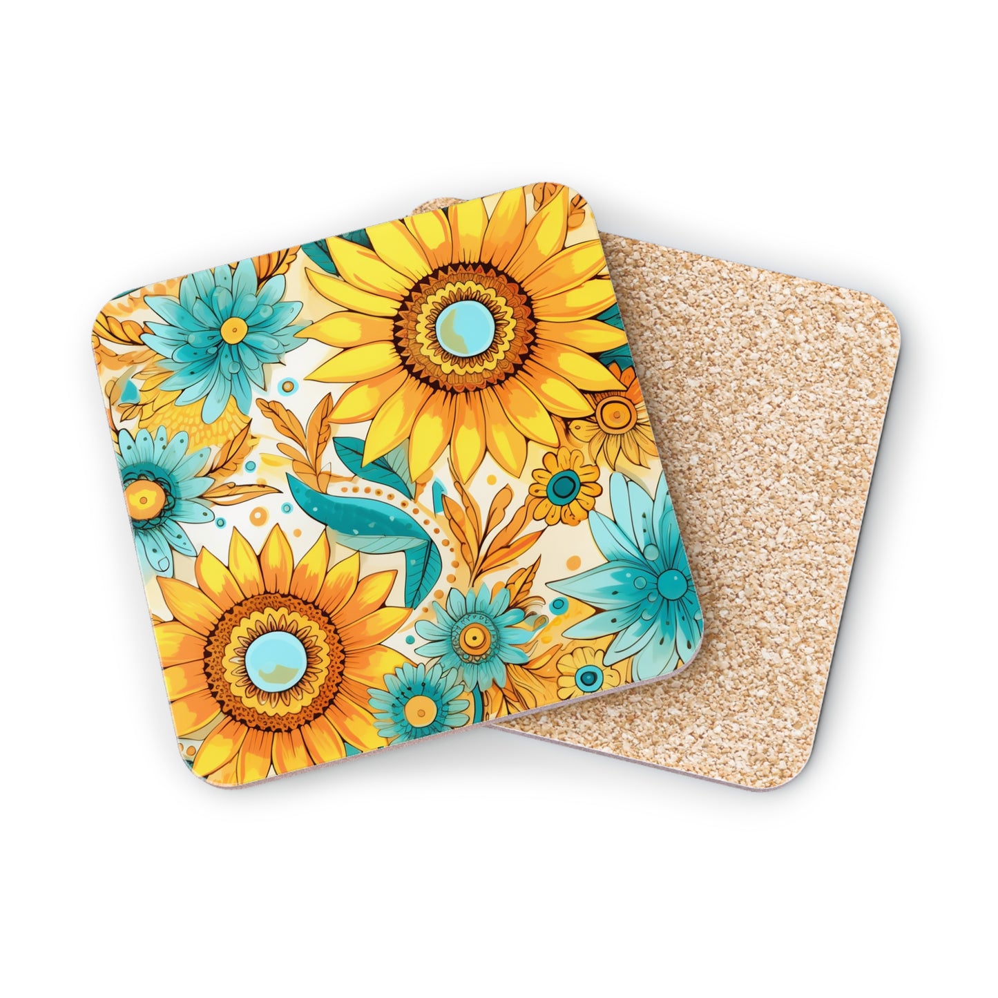 Sunflower Print II Coasters, Flower Coasters