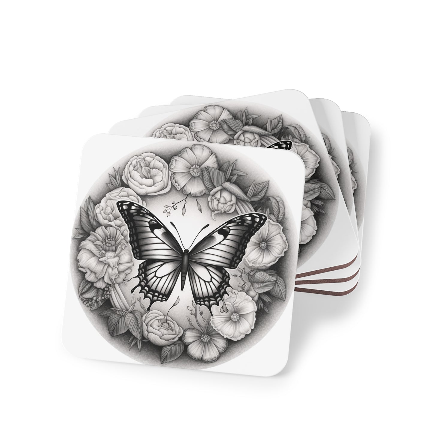 Black and White Monarch Butterfly Coasters, Boho Coasters