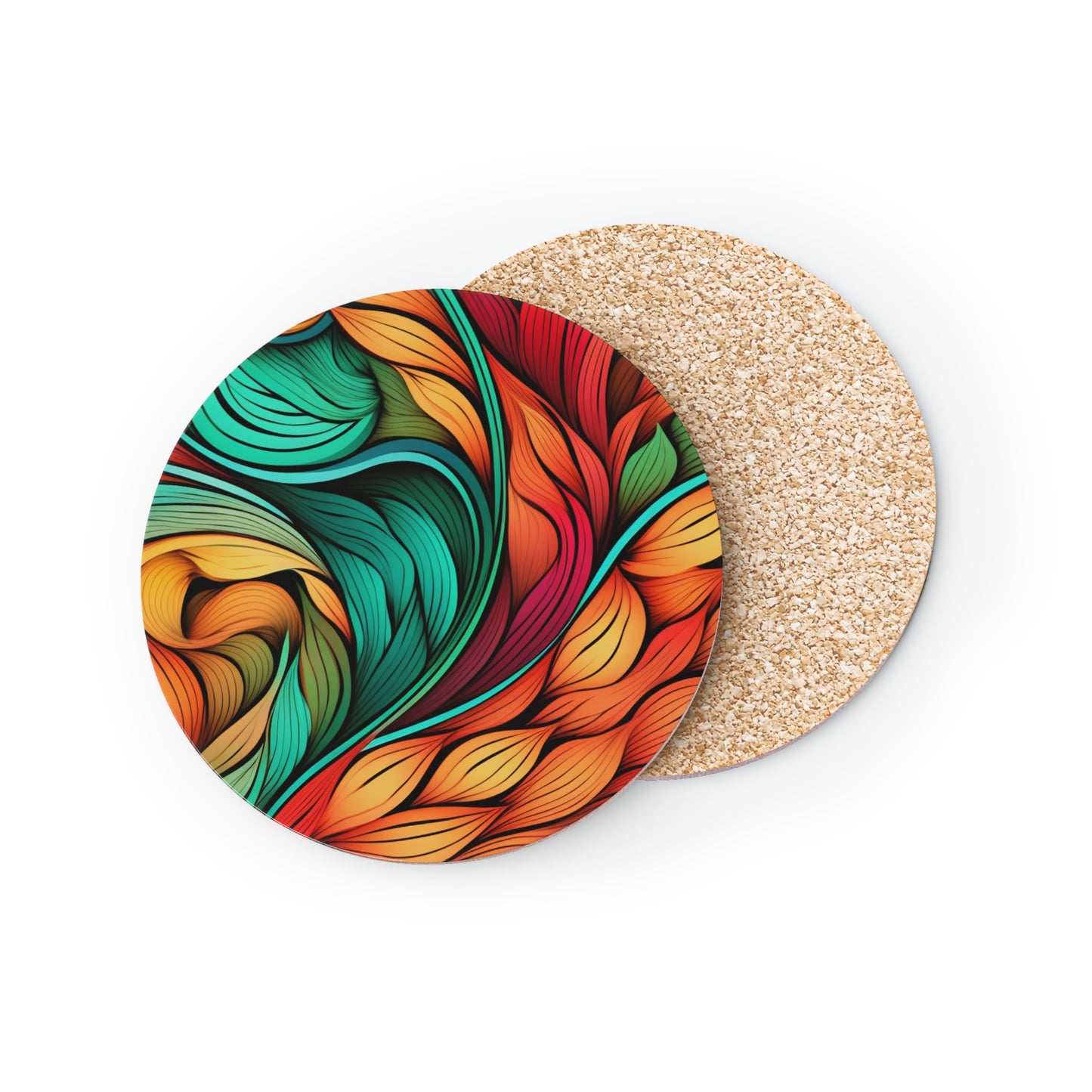 Colorful Leaves Pattern Boho Coasters