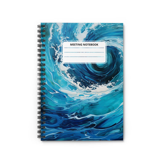 Ocean Wave Curl Spiral Meeting Notebook - Ruled Line