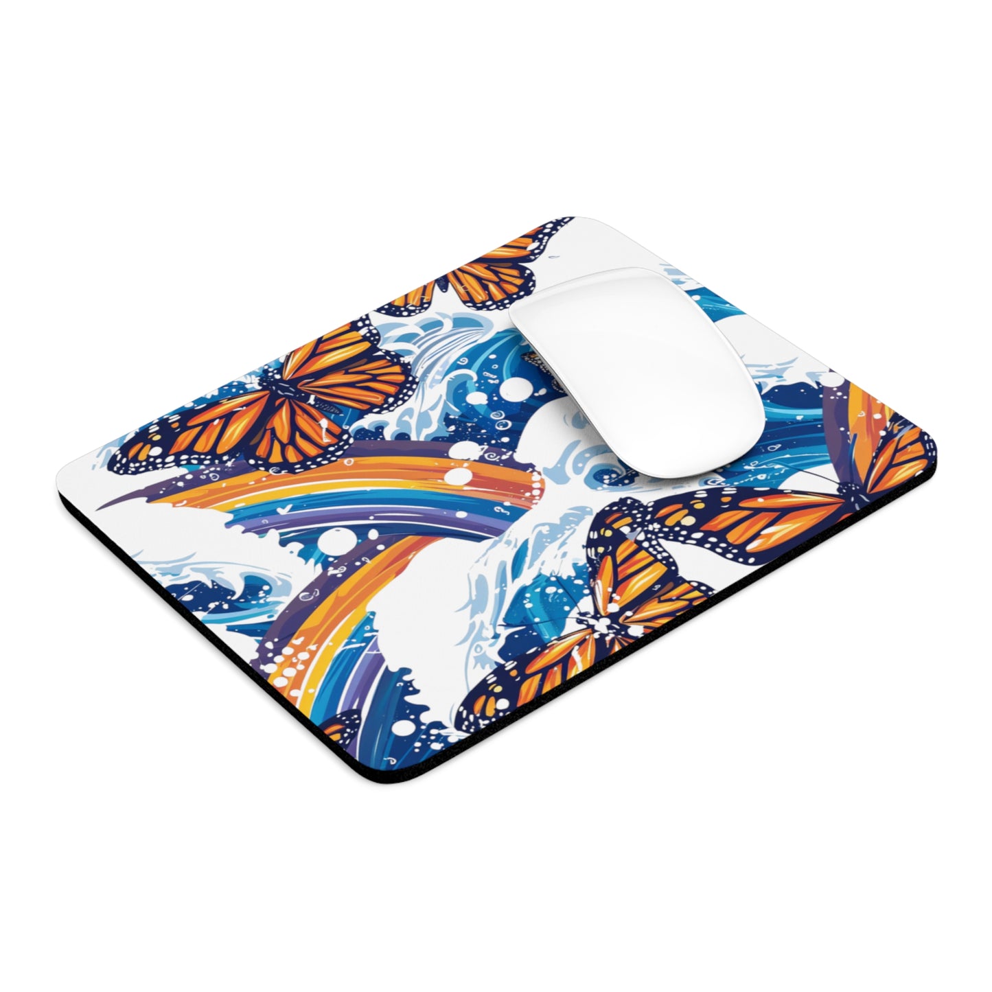 Rainbow Monarch Butterfly Mouse Pad