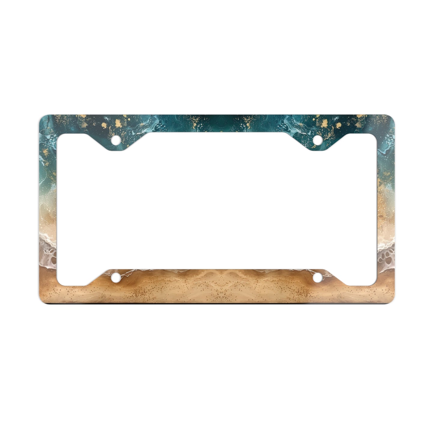 Ocean Waves on the Beach Metal License Plate Frame