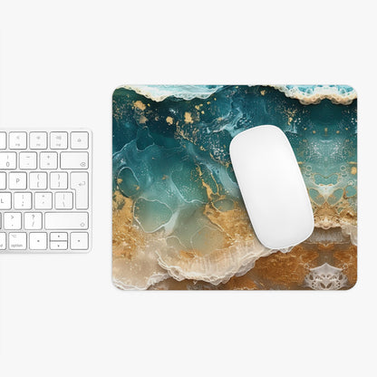 Ocean Waves with Gold Flecks Mouse Pad