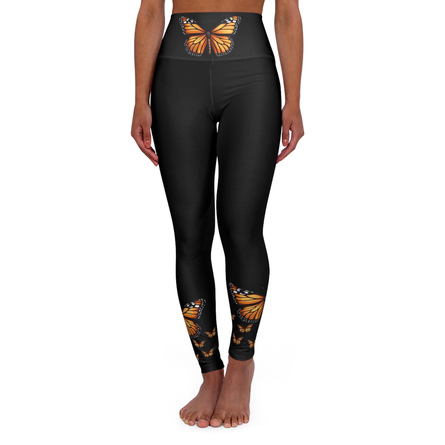 Monarch Butterflies Print High Waisted Yoga Leggings (AOP)