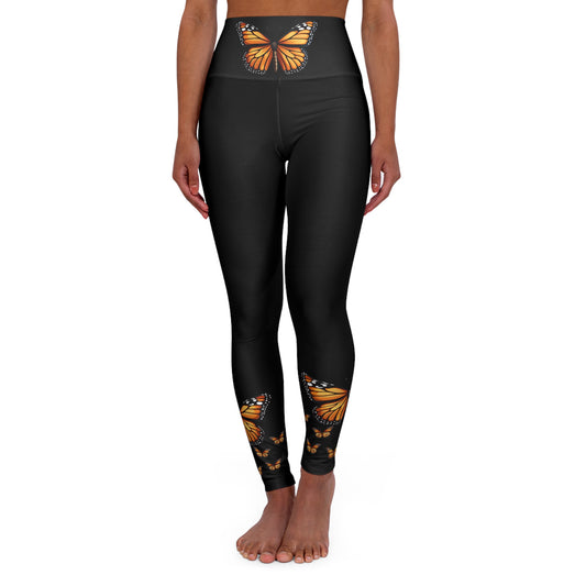 Monarch Butterflies Print High Waisted Yoga Leggings (AOP)