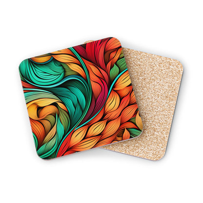 Colorful Leaves Pattern Boho Coasters