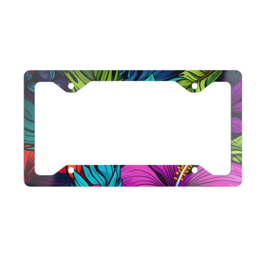 Hawaii Floral Print Metal License Plate Frame, Hawaii License Plate Frame