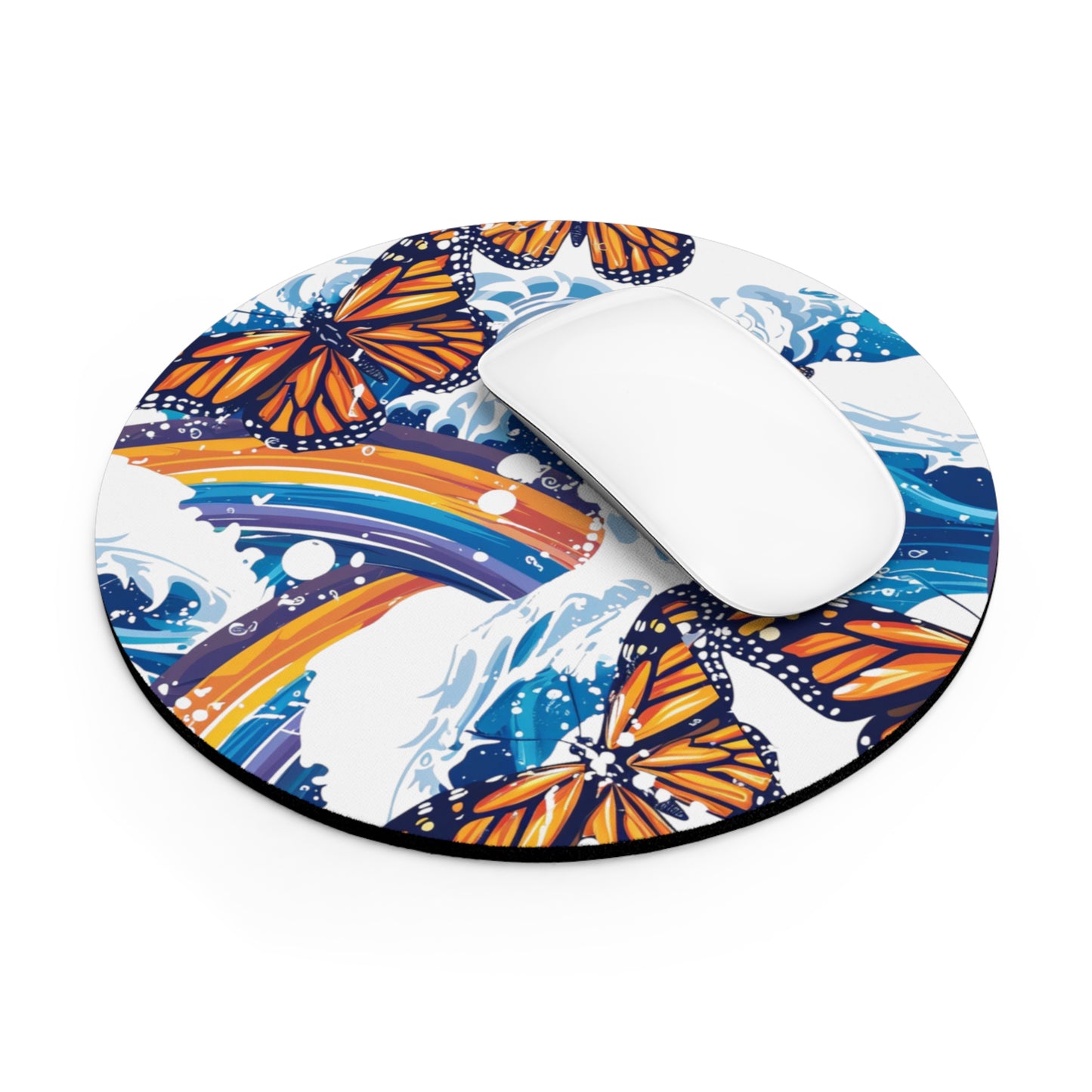 Rainbow Monarch Butterfly Mouse Pad