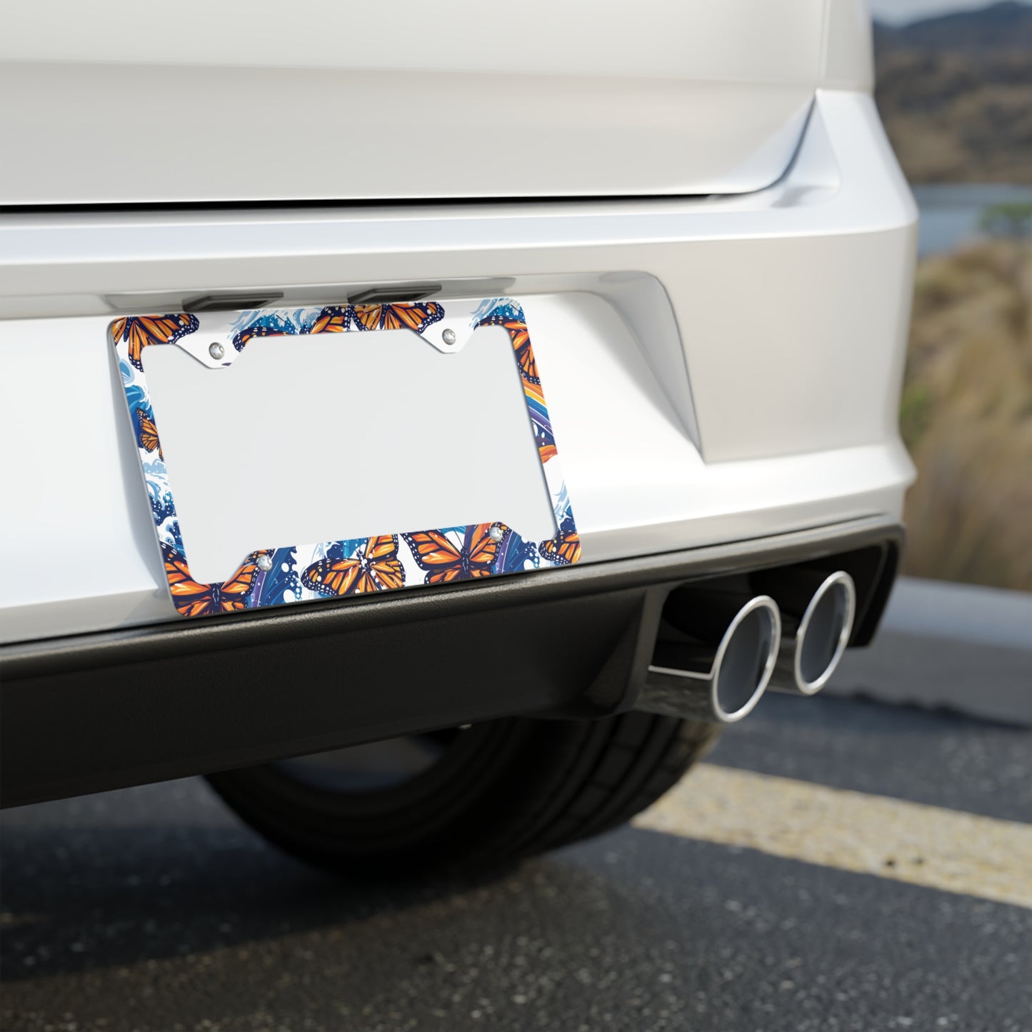 Monarch Butterfly and Ocean License Plate Frame