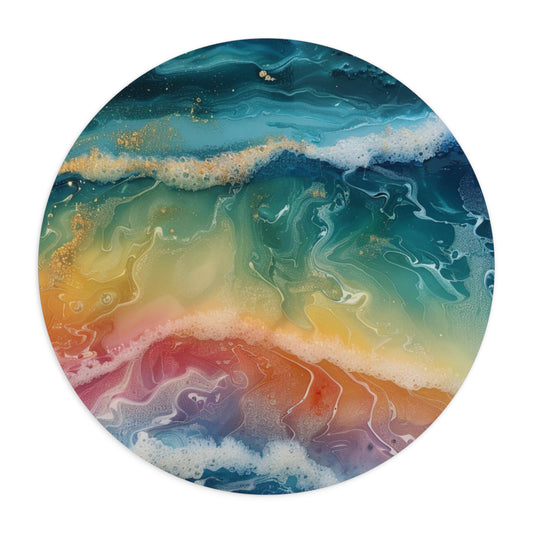 Rainbow Ocean Waves Mouse Pad