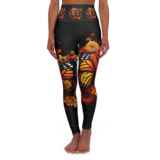 Monarch Butterfly Print High Waisted Yoga Leggings (AOP)