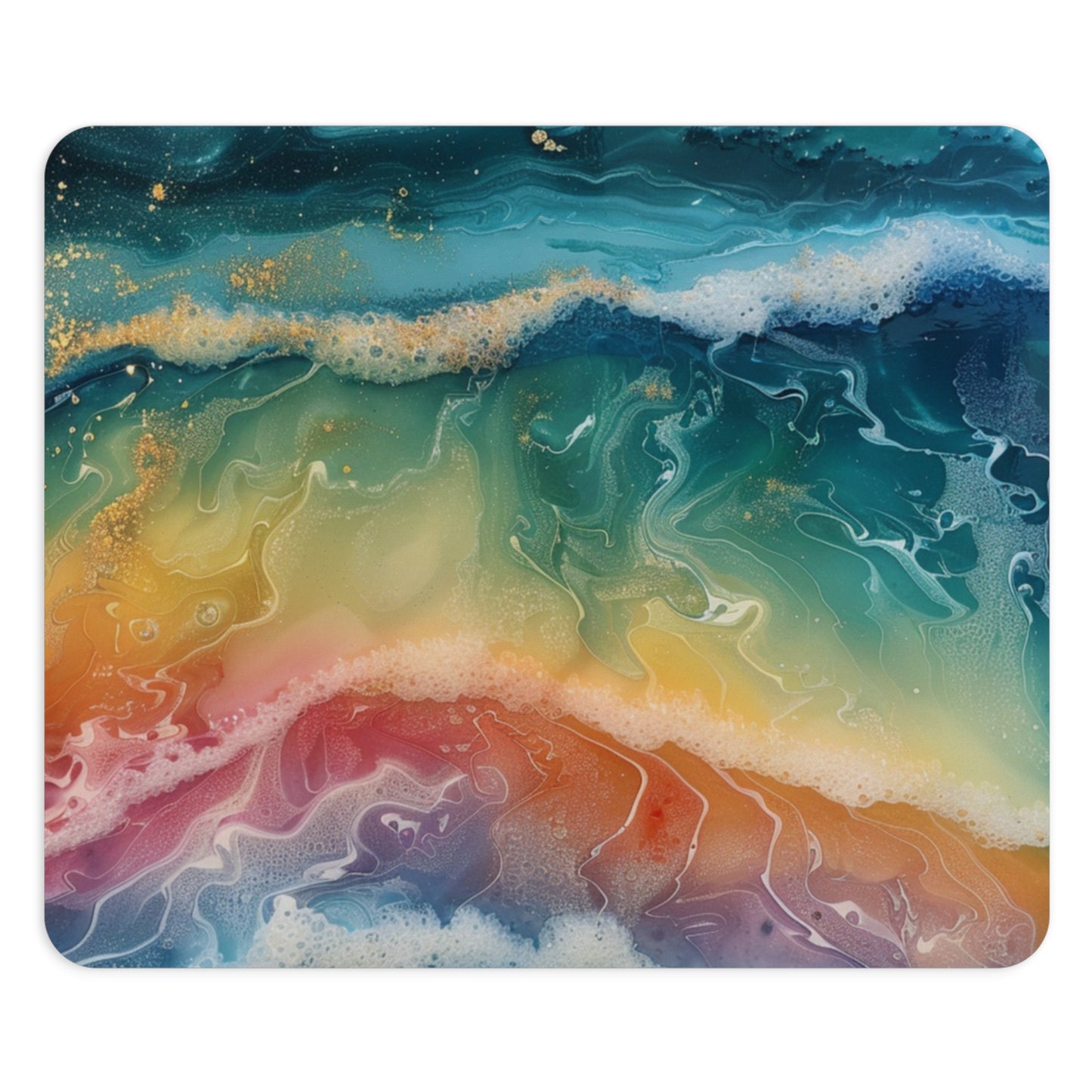 Rainbow Ocean Waves Mouse Pad